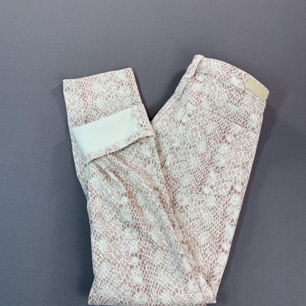 AG Adriano Goldschmied Jeans Womens 30R Beige Prima Ankle Snake Print Stretch